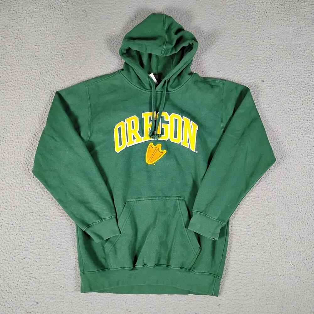 Genuine Stuff Oregon Ducks Football NCAA Hoodie Mens Medium Green Fleece Lined